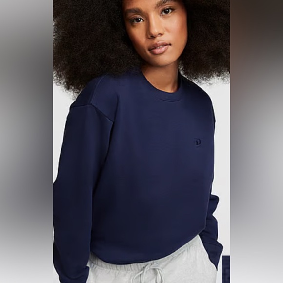 Vs pink fleece baggy campus sweatpants crew neck sweatshirt navy - Picture 2 of 10